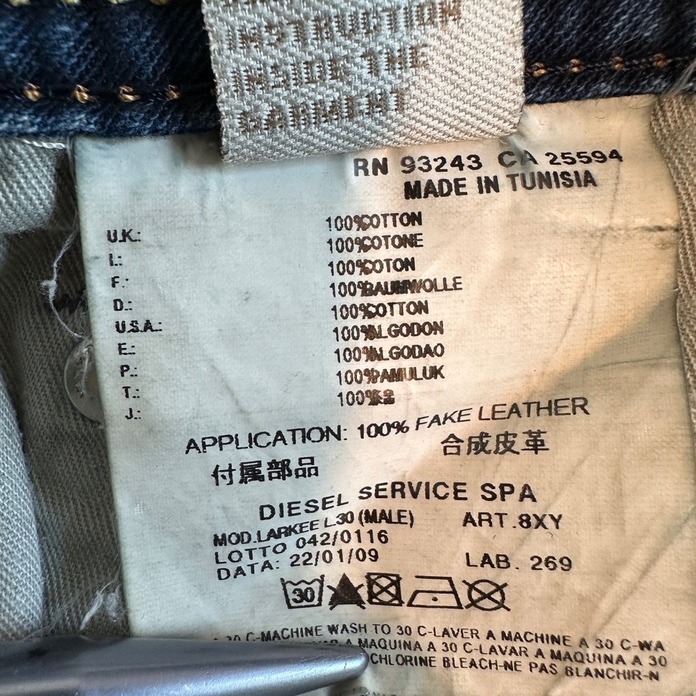 Diesel Industry LARKEE Jeans Workwear Distressed Straight Leg Men's 32x30 - Picture 10 of 15
